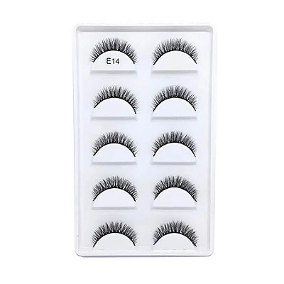 Cartela de Cilios Postiços 5 pares  3D E14