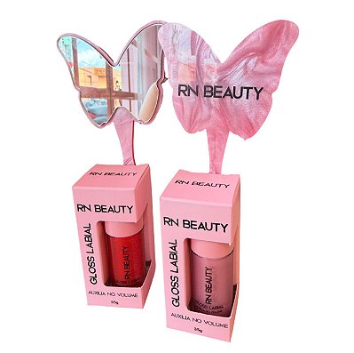 Combo 2 Glosses RN Beauty (Bela + Rose) + Mini Espelho