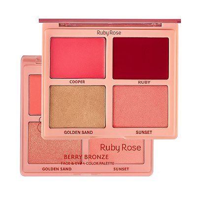 Paleta De Blush E Iluminador Berry Bronze - Ruby Rose