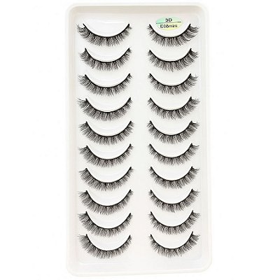 Cartela De Cilios Postiços 3D 10 Pares - E08 Mini