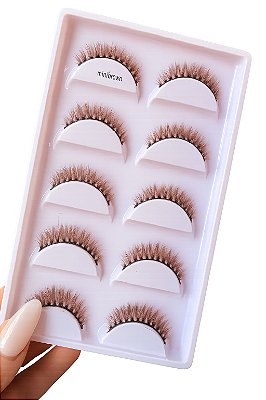 Cartela de Cilios Postiços 5 Pares Mini Brown