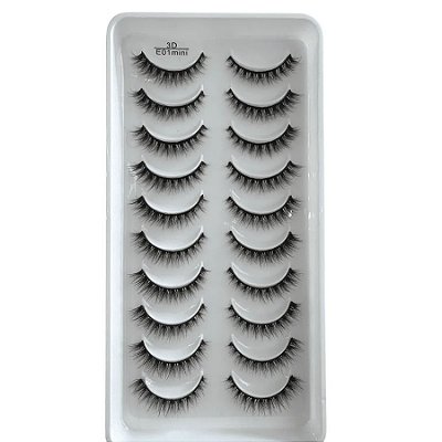 Cartela De Cilios 10 Pares Base Preta - E01 Mini