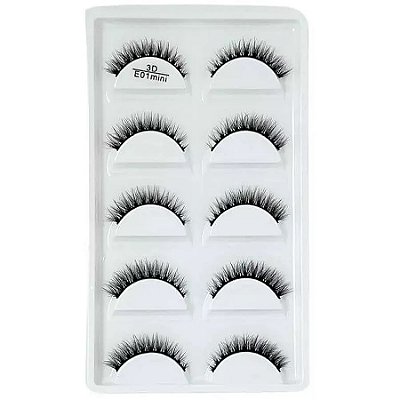 Cartela De Cilios Postiços 5 Pares - E01 MINI