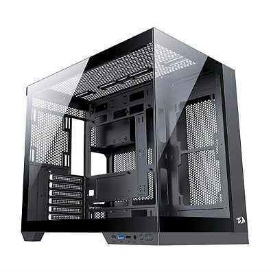 GABINETE GAMER REDRAGON WIDELOAD PRO, MID-TOWER, VIDRO TEMP, S/ FAN, BLACK - CA-604B-PRO