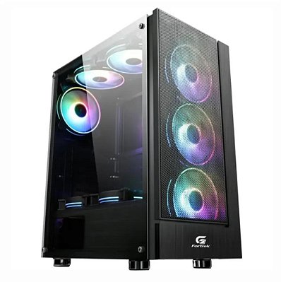 GABINETE GAMER FORTREK CRUISER, RGB, MID-TOWER, ACRILICO, 3 FANS, BLACK - FORTREK ATX CRUISER PT