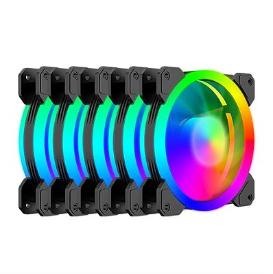 KIT 5 FANS 120MM T-DAGGER, RAINBOW, BLACK - T-TGF515