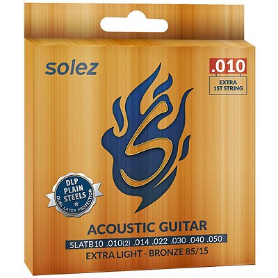 Encordoamento Violão Solez SLATB10 010-050 Extra Light Bronze 85/15 - 1ª extra