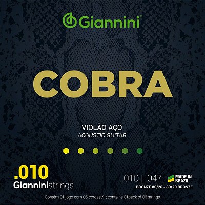 Encordoamento Violão Giannini 010-047 Cobra Bronze 80/20 CA82XL