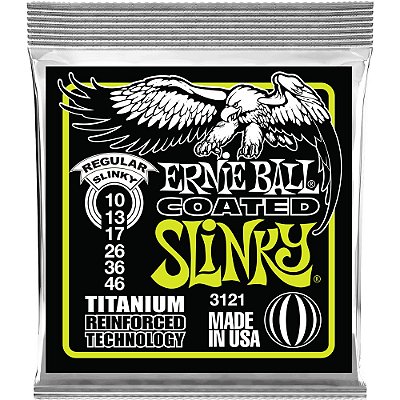 Encordoamento Guitarra Ernie Ball 3121 010-046 Regular Slinky Coated Titanium RPS