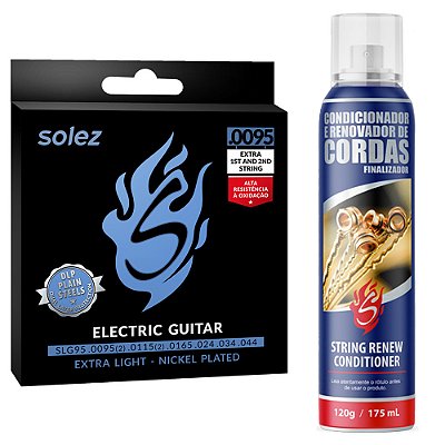 Encordoamento Guitarra Solez SLG95 0095-044 Extra Light + Condicionador de Cordas LCCS