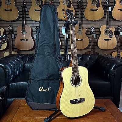 Violão Cort AD MINI EDX OP/B Spruce Natural Open Pore com Bag - baby