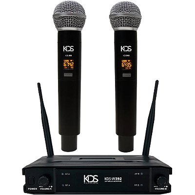 Microfone Sem Fio UHF Kadosh KDS-W392M Dinâmico de Mão Duplo