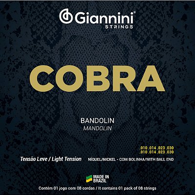 Encordoamento Bandolim Giannini 010-030 Cobra Níquel Tensão Leve Loop End - Mandolin - GESBN