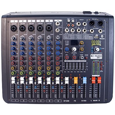 Mesa de Som K-Audio MP 6.2 - mixer analógico 6 canais 2 aux c/ efeitos
