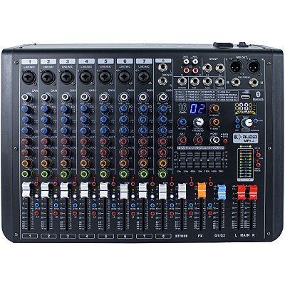 Mesa de Som K-Audio MP 8.2 - mixer analógico 8 canais 2 aux c/ efeitos