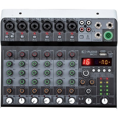 Mesa de Som K-Audio MC 80 - mixer analógico 8 canais c/ efeitos