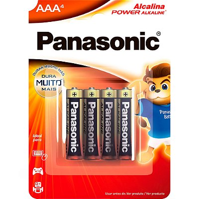 Pilha AAA 1,5V LR03 Alcalina Panasonic - 4 und