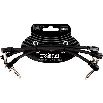 Cabo para Pedal Ernie Ball 6444 Flex Patch 15cm Preto - 3 unidades - P10 x P10 L-L