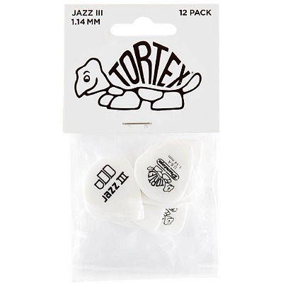 Palheta Dunlop 478P114 Tortex Jazz III 1.14mm Branca - 12 unidades