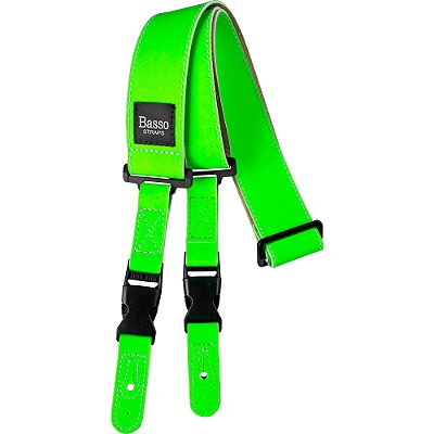 Correia Basso QS 181 Quick Release Couro Sintético Neon Verde 5cm p/ Guitarra e Baixo