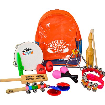 Kit Percussão Infantil Custom Kids CKPK 10 - Bandinha c/ 10 instrumentos - Musicalização