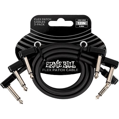 Cabo para Pedal Ernie Ball 6445 Flex Patch 30cm Preto - 3 unidades - P10 x P10 L-L