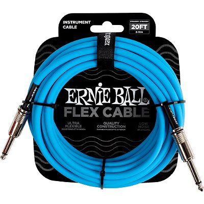 Cabo para Instrumento Ernie Ball 6417 6,0m Flex Cable Azul - P10-P10 - Reto-Reto
