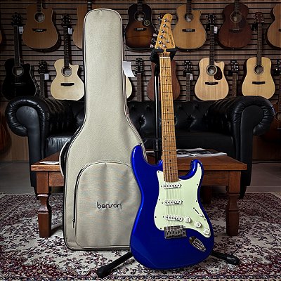 Guitarra Benson Strato SSS Hardy Series 901 Lake Placid Blue Chrome - S 901 M LPB/MG - c/ bag