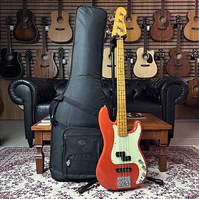 Baixo 4 Cordas Fender Player Plus Active Precision Bass Fiesta Red Maple PJ MX c/ bag - SEMINOVO