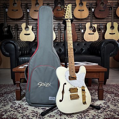 Guitarra Seizi Katana Kabuki White Gold Maple Semi Hollow c/ Bag - SEMINOVA