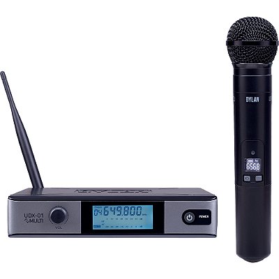 Microfone Sem Fio UHF Dylan UDX-01 MULTI Dinâmico de Mão