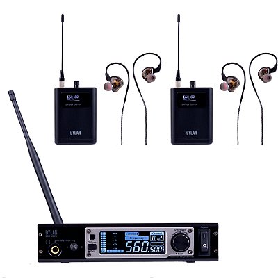 Sistema Monitoramento Sem Fio Dylan DSM-600 Super Stereo com 2 Bodypacks e Fone de Ouvido In Ear