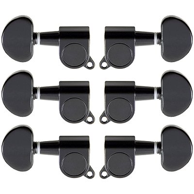 Tarraxa Blindada 3+3 para Violão Aço e Guitarra Strinberg AM02BK Preta - 3L+3R