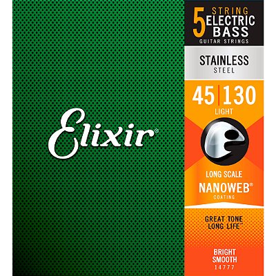 Encordoamento Baixo 5 Cordas Elixir 045-130 Nanoweb Stainless Steel Light 14777