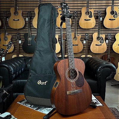 Violão Cort L60MF OP Solid Mahogany Open Pore OM - c/ bag - Fishman - SEMINOVO