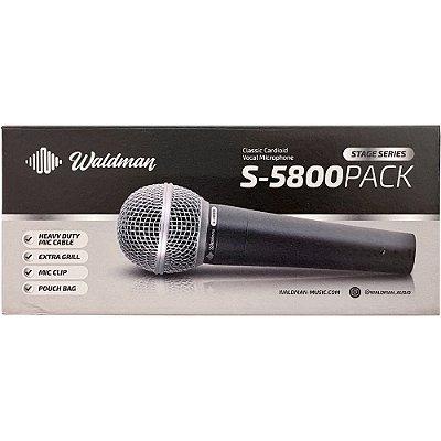 Microfone Dinâmico Waldman S-5800 PACK - c/ cachimbo e bag - Stage Series