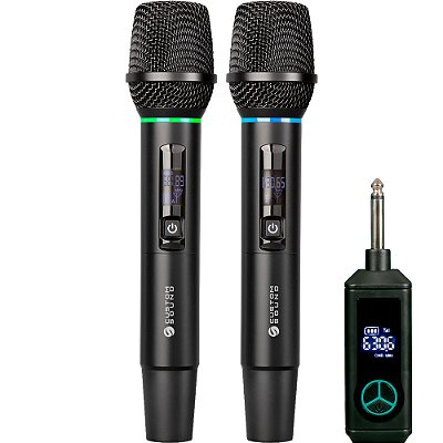 Microfone Sem Fio UHF Dinâmico de Mão Custom Sound CW 70 PRO - 2 bastões - c/ bateria recarregável