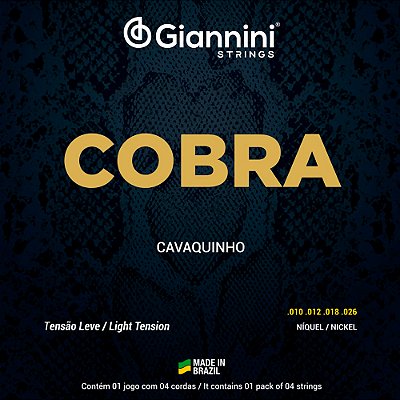 Encordoamento Cavaquinho Giannini Cobra Níquel GESCL Tensão Leve 010-026