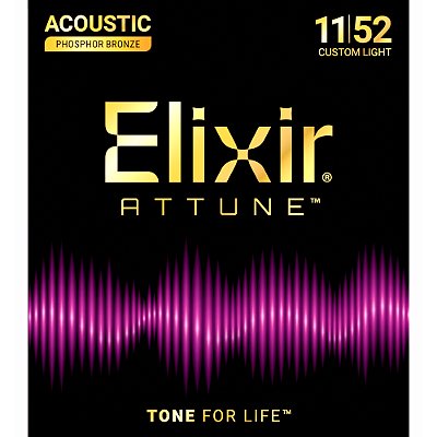 Encordoamento Violão Elixir 011-052 Attune Custom Light Phosphor Bronze 21027