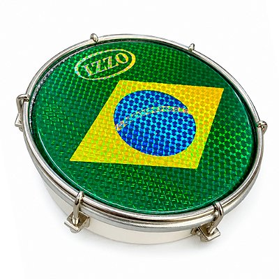 Tamborim 6" ABS Branco c/ Pele Bandeira do Brasil Izzo 3691B-BRA