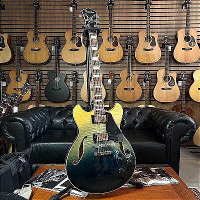 Guitarra Ibanez AS73FM TIF Transparent Indigo Fade - semi hollow - SEMINOVA
