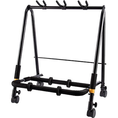 Suporte Hercules GS523B PLUS para Guitarra Baixo Violão - Rack p/ 3 instrumentos c/ rodinhas