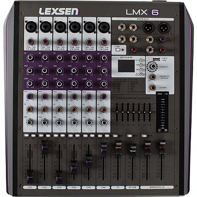 Mesa de Som Lexsen LMX6 MK2 - Mixer Analógico 6 Canais