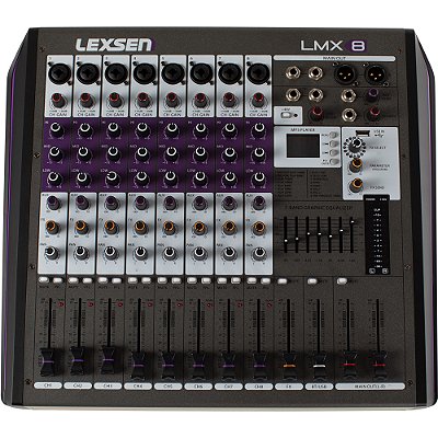 Mesa de Som Lexsen LMX8 MK2 - Mixer Analógico 8 Canais