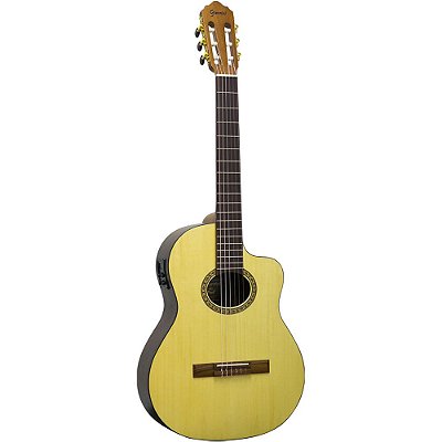 Violão Giannini NLS CEDR CEQ NS Nylon Cutaway Cedro Tampo Sólido Eletroacústico - Série Brasil