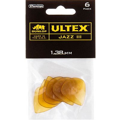 Palheta Dunlop 427P1.38 Ultex Jazz III 1.38mm - 6 unidades