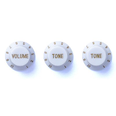 Knob Plástico Custom Sound Modelo ST 3 Peças Branco - vol, tone, tone - CKB 2 - WH