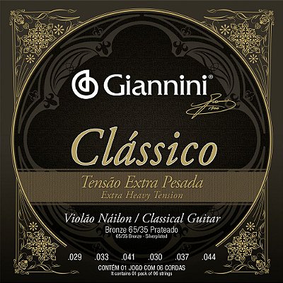 Encordoamento Violão Nylon Giannini Clássico Tensão Extra Pesada GENWXPA