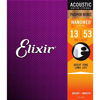 Encordoamento Violão Elixir 013-053 HD Light Phosphor Bronze Nanoweb 16182