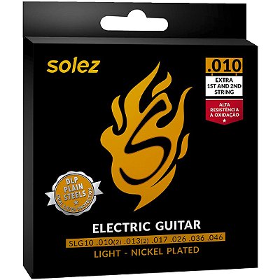 Encordoamento Guitarra Solez SLG10 010-046 Light - 1ª e 2ª extra